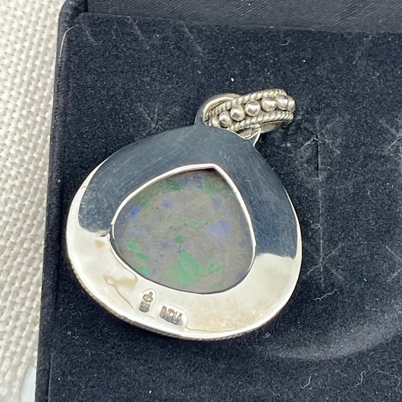 Vintage 925 Sterling Silver Azurite-Malachite Pendant - Picture 15 of 17